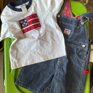 2 Pc Oshkosh Denim Overalls Set